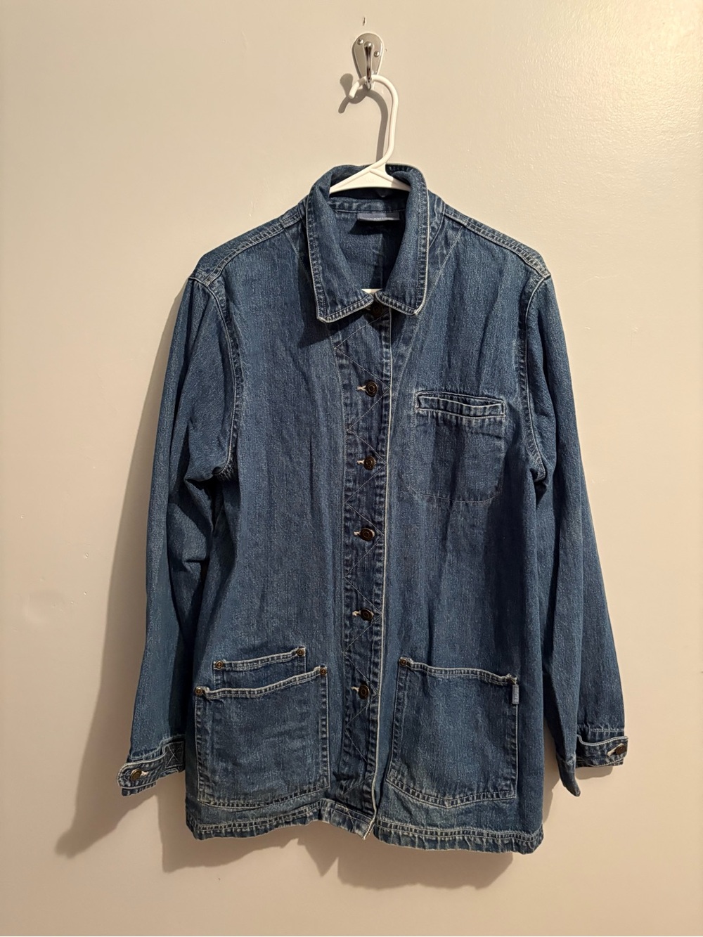 Vintage Blassport Women's Large Medium Wash Blue Denim Button-Up Jean Jacket - Picture 4 of 11
